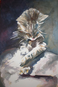 Our beloved Tan - pet portrait by Hettie Rowley