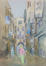 Town Scene- Watercolor by Carol Nagy